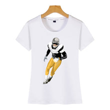 Load image into Gallery viewer, Tops T Shirt Women football add custom text Design Black Short Female Tshirt
