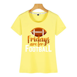 Tops T Shirt Women fridays are for football O-Neck Vintage Short Female Tshirt