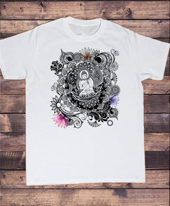 Mens Buddha Lotus Meditation Yoga Flower Namaste Art Pattern Spiritual Tee Gyms Fitness Tee Tshirt