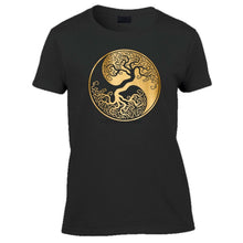 Load image into Gallery viewer, ying yang tshirt mandala spiritual yoga indie cool tee womens short sleeved Tee
