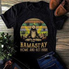 Load image into Gallery viewer, Sloth Doig Yoga NamastAy Home And Get High Vintage Men T Shirt Cotton S 4Xl
