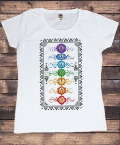 Womens T-Shirt Flower Yoga Buddha Chakra Meditation India Chakra Print TS1745