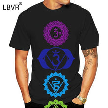 Load image into Gallery viewer, Full Chakras Yoga Mens Unisex Tshirt Hippie Spiritual Meditation Sizes Small-XXL Women tshirt
