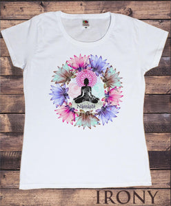 Womens  T-Shirt Namaste Zen  Lotus flowers Yoga meditation Buddha print TSZ4