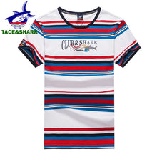 Load image into Gallery viewer, TACE&amp;SHARK Summer Shark T-shirts Clothing Fashion Red Stripe T Shirt Mens Tace &amp; Shark Tees Casual Comfortable Tshirts
