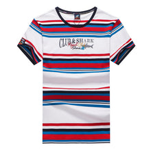Load image into Gallery viewer, TACE&amp;SHARK Summer Shark T-shirts Clothing Fashion Red Stripe T Shirt Mens Tace &amp; Shark Tees Casual Comfortable Tshirts
