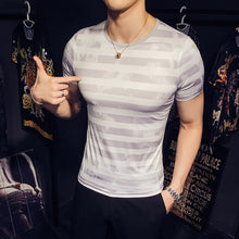 Load image into Gallery viewer, 2020 Summer Casual Men T-shirt Striped Tshirt Streetwear Ice Silk Breathable Tee Tops Male T-shirts Hip Hop Brand Mens Clothing
