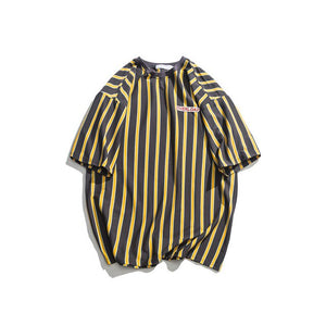 ICPANS Vertical Stripe Oversized Men's Tshirts Short Sleeve 2019 Summer New Korean Style Loose T-shirt Male Tee Cotton
