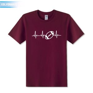 2018 New Funny Heartbeat Of American Footballer Printed T Shirt Short Sleeve O-Neck Cotton Casual T-Shirt Men's Tshirts TO-16