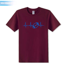 Load image into Gallery viewer, 2018 New Funny Heartbeat Of American Footballer Printed T Shirt Short Sleeve O-Neck Cotton Casual T-Shirt Men's Tshirts TO-16
