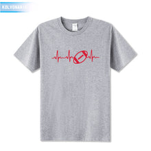 Load image into Gallery viewer, 2018 New Funny Heartbeat Of American Footballer Printed T Shirt Short Sleeve O-Neck Cotton Casual T-Shirt Men's Tshirts TO-16
