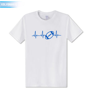 2018 New Funny Heartbeat Of American Footballer Printed T Shirt Short Sleeve O-Neck Cotton Casual T-Shirt Men's Tshirts TO-16