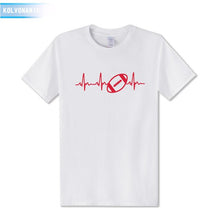 Load image into Gallery viewer, 2018 New Funny Heartbeat Of American Footballer Printed T Shirt Short Sleeve O-Neck Cotton Casual T-Shirt Men&#39;s Tshirts TO-16
