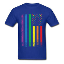 Load image into Gallery viewer, Men Rainbow American Flag T Shirt Gay Pride Tshirt Lesbian T-shirt Colorful Striped Tops Vintage Tees Hip Hop Clothing Woman
