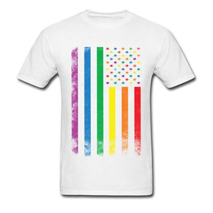 Men Rainbow American Flag T Shirt Gay Pride Tshirt Lesbian T-shirt Colorful Striped Tops Vintage Tees Hip Hop Clothing Woman