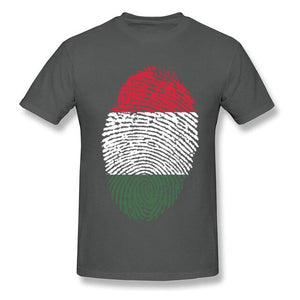 Fashion Hungary Flag Fingerprint T-shirt Men T Shirt Striped Tshirt Hip Hop Tops Cotton Tees Short Sleeve Clothing Summer
