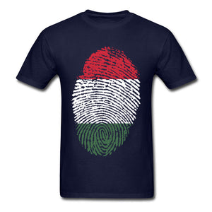 Fashion Hungary Flag Fingerprint T-shirt Men T Shirt Striped Tshirt Hip Hop Tops Cotton Tees Short Sleeve Clothing Summer
