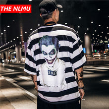 Load image into Gallery viewer, Harajuku Streetwear Mens Clown Print Striped T-Shirt Summer 2019 Hip Hop T Shirts Men Short Sleeve Tshirt Cotton Tops Tees WE401

