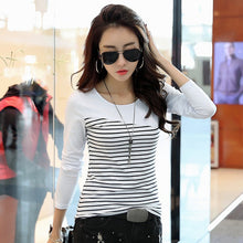 Load image into Gallery viewer, T Shirt Women Top Shirts Long sleeve Casual Tshirt Striped Female O-neck T-Shirt Women's Tops Tee Shirt Femmel
