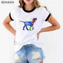 Load image into Gallery viewer, Novelty design Bull Terrier watercolor print t shirt women summer tops t-shirt femme funny dog lover tshirt female streetwear
