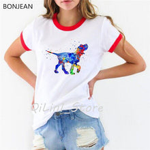 Load image into Gallery viewer, Novelty design Bull Terrier watercolor print t shirt women summer tops t-shirt femme funny dog lover tshirt female streetwear
