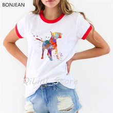 Load image into Gallery viewer, Novelty design Bull Terrier watercolor print t shirt women summer tops t-shirt femme funny dog lover tshirt female streetwear
