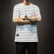 Load image into Gallery viewer, 2019 harajuku Striped shirt japanese streetwear modis tshirt men slim tee shirt white Top&amp;Tee hombre large size 5XL male

