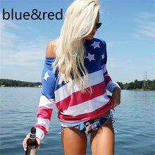 Load image into Gallery viewer, Manubeau Women T-Shirts USA Flag Star Printed Striped Tops O-Neck Short Sleeve 2019 Summer Casual Tshirt Female Tees Girls
