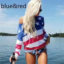 Load image into Gallery viewer, Manubeau Women T-Shirts USA Flag Star Printed Striped Tops O-Neck Short Sleeve 2019 Summer Casual Tshirt Female Tees Girls
