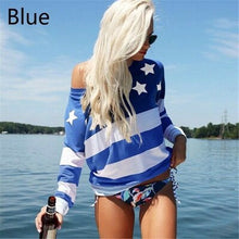 Load image into Gallery viewer, Manubeau Women T-Shirts USA Flag Star Printed Striped Tops O-Neck Short Sleeve 2019 Summer Casual Tshirt Female Tees Girls
