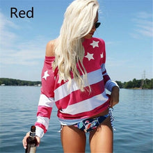 Load image into Gallery viewer, Manubeau Women T-Shirts USA Flag Star Printed Striped Tops O-Neck Short Sleeve 2019 Summer Casual Tshirt Female Tees Girls
